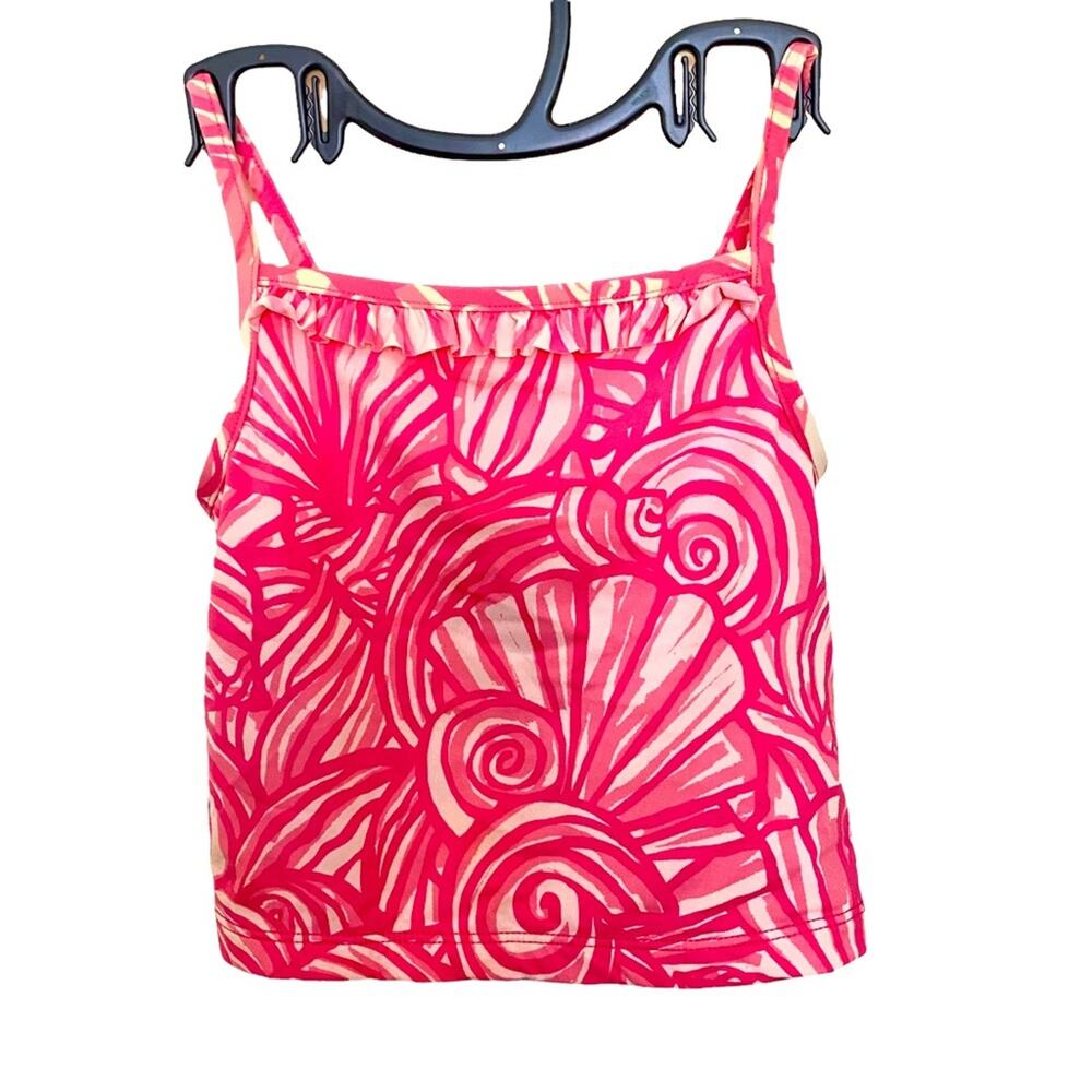 VINEYARD VINES kids Tankini swim top girls size 3T Pink shell Ruffle print